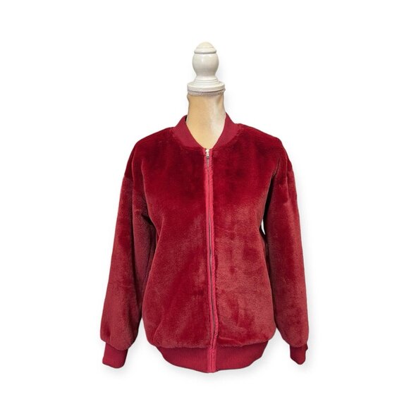CarMar Red Faux Fur Jacket Size S Small - Picture 1 of 8